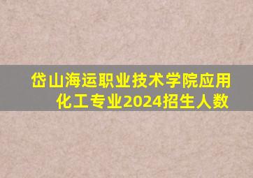 岱山海运职业技术学院应用化工专业2024招生人数